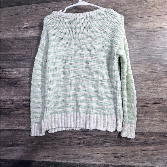 Aeropostale Light Green and White Striped Sweater - Picture 2 of 6